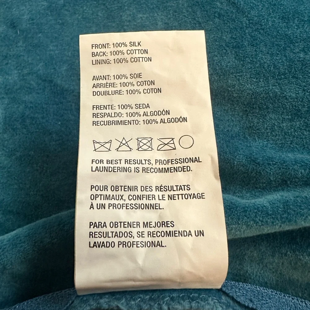 Crate&Barrel Blue Silk and Cotton Pillow with down alternative insert, 20”